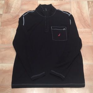 Nautica Men’s Black Casual Quarter Zip Pullover Jacket